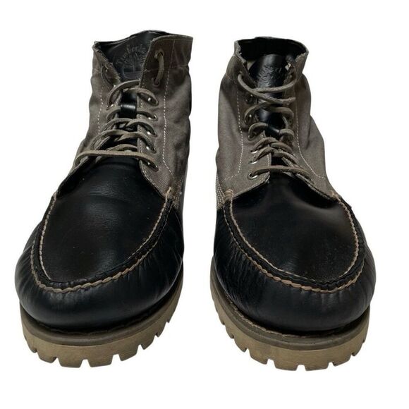 Timberland‎ Authentic Chukka Mens 13 Lace-Up Boots Canvas Black Leather High Top main image 5